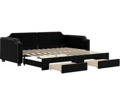 Sofá cama nido con cajones tela negro 100x200 cm