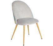 Pack 4 sillas comedor rita, silla tapizada en terciopelo gris y detalle floral. patas metálicas