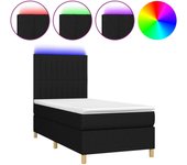 Somier de láminas y colchón con led negro 90x190 cm tejido
