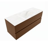 Mondiaz vica dlux 120cm mueble de baño color rust con 2 cajones. con lavabo cloud centro sin orificios color ostra