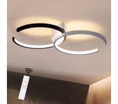 Zmh lámpara de techo de 55 cm para salón, comedor, dormitorio, baño, hierro blanco y negro.