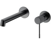 Valaz grifo lavabo empotrado redondo monomando negro mate con maneta luxury y caño de 21cm - serie torina