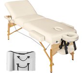 Tectake camilla para masajes de 3 zonas somwang con acolchado de 7,5 cm y estructura de madera