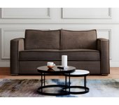 Sofá cama de 3 plazas con apertura italiana de pana marrón - somier de láminas anchas de 140 cm - colchón de 18 cm loreto