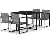 Set de comedor de jardín 5 piezas，conjunto de comedor de exterior，conjunto de jardín y cojines ratán sintético gris cfw242609