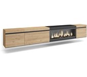 Amueblate online, mueble tv, televisión, muebles de salón, almacenaje,para tv gran formato, chimenea eléctrica, colgado, suspendido, roble y negro
