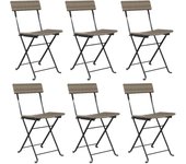 Pack 6 uds silla de jardín | sillas cafetería plegables acero y ratán sintético gris cfw55894