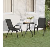 Juego de bistro de jardín de 3 piezas | conjunto de comedor | conjunto de descanso negro cfw521757