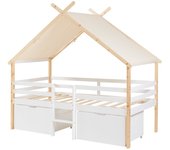 Cama infantil surnadal en forma de casita 90x200 cm pino - blanco/natural [en.casa]