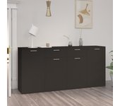 Aparador | aparador de comedor | armario de cocina de madera de ingeniería negro 160x36x75 cm cfw69332