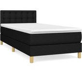 Cama somier tapizada con colchón de tela negra 90x190 cm