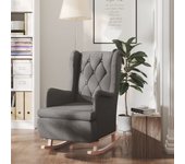 Sillón con patas mecedora | sillón balancín relax | sillón de salóns madera de caucho tela gris oscuro cfw971607