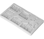 Molde de silicona para decoración de tartas con forma de castillo, árbol de navidad gris y fondant