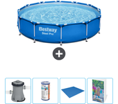 Paquete de piscina - bestway - alrededor - 366x366x76 cm + accesorios cb66