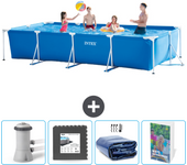 Paquete de piscina - intex - rectángulo - 450x220x84 cm + accesorios cb105