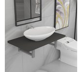 Vidaxl conjunto de muebles de baño 2 piezas cerámica gris