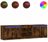 Mueble tv led en madera laminada roble ahumado 180x34x50 cm
