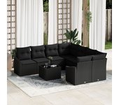 Set de sofá de jardín vidaxl conjunto de 9 negro
