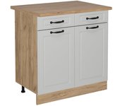 Vicco mueble bajo de cocina r-line, blanco casa de campo, 80 cm , et roble