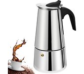 Cafetera espresso de acero inoxidable de 4 tazas para hornalla, cafetera de percolador, cafetera italiana, cafetera moka, 200 ml, 6,6 oz
