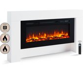 Balderia chimenea eléctrica de pie zeus | efecto de llama 3d, calefacción 2000w, luz led | mando a distancia, temporizador, termostato | blanco