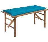 Vidaxl banco de jardín plegable con cojín bambú 118 cm