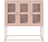 Aparador | aparador de comedor | armario de cocina de acero laminado en frío rosa 100,5x39x107 cm cfw68673
