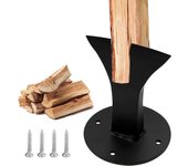 Divisor de leña, cuña divisora ​​de troncos manual, cuña divisora ​​de leña, cuña de madera forjada de acero, negra, con 4 tornillos