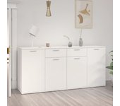 Aparador | aparador de comedor | armario de cocina de madera de ingeniería blanco brillo 160x36x75 cm cfw74950
