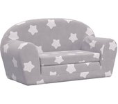 Sofá de niños de 2 plazas | sofá de salón | sofá de descanso felpa suave gris claro con estrellas cfw61493