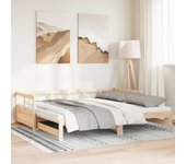 Cama de día y cama nido y colchón 90x190 cm madera maciza de pino
