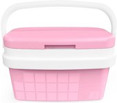 Com-fort house - nevera portátil 25 litros, rosa con asa rígida - porta alimentos para camping, playa, acampada