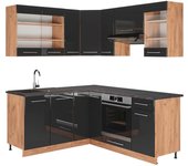 Vicco cocina esquinera fame-line, antracita brillo intenso/roble dorado eléctrico, 160 x 190 cm , et antracita