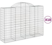 Cestas gaviones 18 uds forma de arco hierro 200x50x140/160 cm