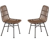 Pack de sillas salón comedor thai estilo industrial en color marrón y negro de rattán 44x84x47 cm