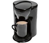 Cafetera de goteo, capacidad 1 taza cerámica, filtro nylon desmontable, valvula antigoteo, clatronic, negro, ka 3356 300