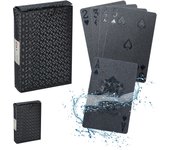 Relaxdays set cartas de póker, impermeables, 2 barajas de 54 naipes, plástico, con joker, juego de póquer, negro