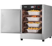 Vevor armario calentador 4 niveles, estufa comercial con bandeja de agua, calienta platos puerta simple, estantes ajustables, acero inoxidable, plata