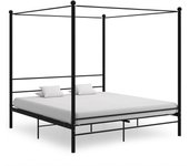 Estructura de cama con dosel metal negro 200x200 cm