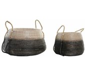 Juego de cestas dkd home decor natural gris hierba marina (52 x 52 x 44 cm) (2 pcs)