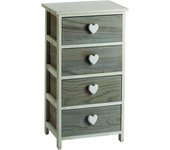 King home cómoda de madera de paulownia 40x29x73h cm 4 cajones c/núcleo blanco/gris