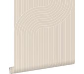 Papel pintado líneas gráficas beige - 50 x 900 cm - estahome