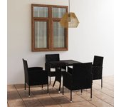 Juego de comedor para jardín 5 piezas，conjunto de comedor de exterior，conjunto de jardín ratán sintético negro cfw496930