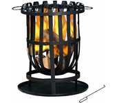 Brasero en acero uso exterior 2 en 1 con función barbacoa-hoguera kekai dana 40x56 cm parrilla, atizador y recoge cenizas