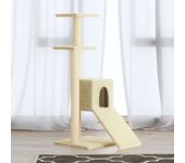 Rascador para gatos de sisal color crema con rascador 92 cm