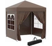Carpa plegable outsunny acero, tela oxford marrón 200x200x240 cm