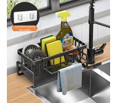 Estante de almacenamiento para fregadero de acero inoxidable, estante de almacenamiento para baño, esponja, fregona, trapo