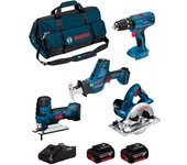 Bosch kit 18v bk404bag (gsa 18 v-li c + gst 18 v-li s + gks 18 v-li + gsb 18v-21 + 2 x 5,0 ah + gal18v-40 + bolsa)