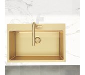 Swiss aqua technologies timeless fregadero de acero inoxidable 304, 1 cubeta, 68x45x21 cm, pvd oro cepillado