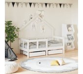 Estructura de cama infantil con cajones madera maciza de pino blanco 70x140 cm